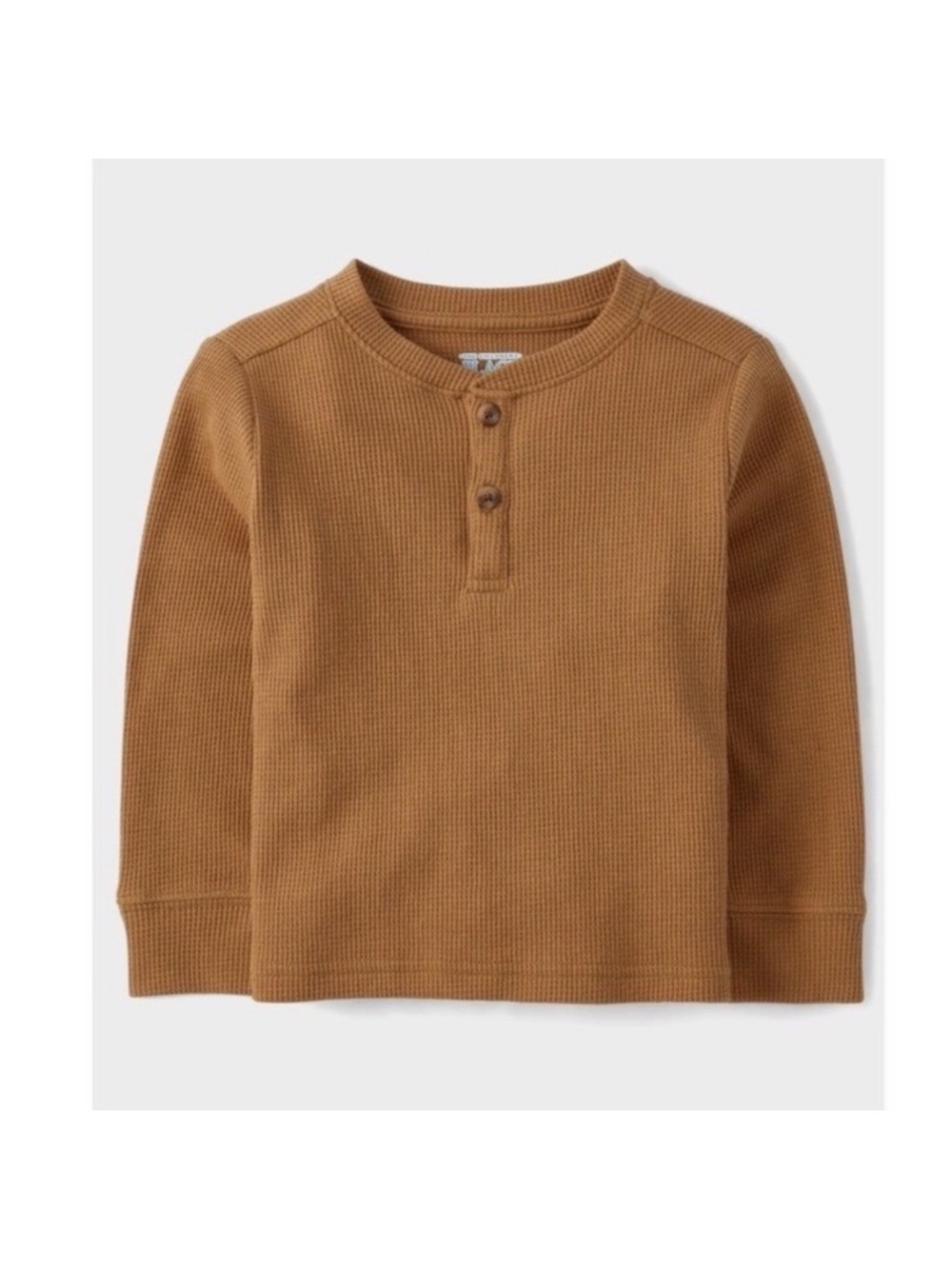 The Children's Place Waffle Henley Long Sleeve Top - Camel Brown S